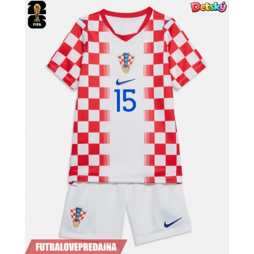 Lacne Dětský Futbalové dres Chorvátsko Mario Pasalic #15 MS 2026 Krátky Rukáv - Domáci (+ trenírky)